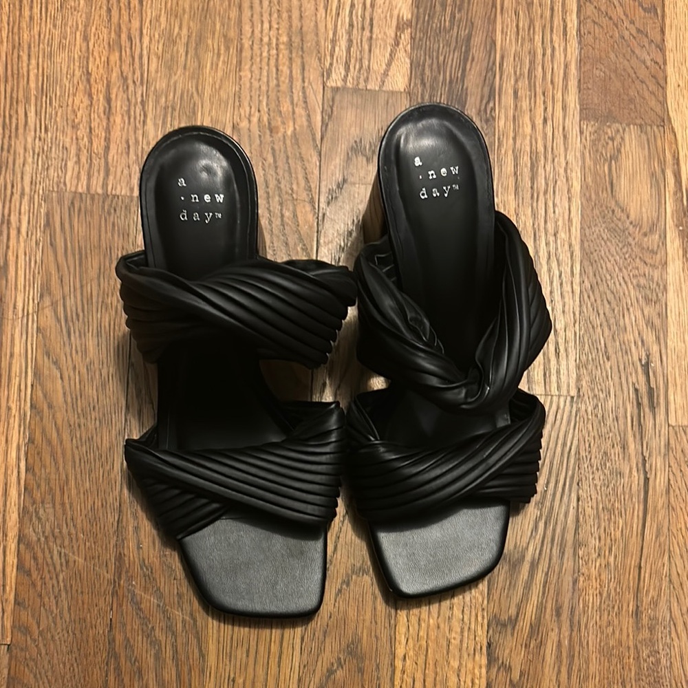A New Day Women's Black Slide Sandals